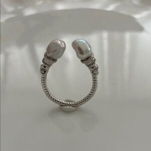 Baroque Pearl Open Ring | 925 Sterling Silver | Adjustable Ring | Gift for Her